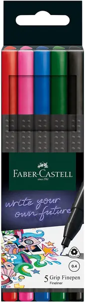 Liner Faber-Castell Grip - 0.4 mm, 5 culori