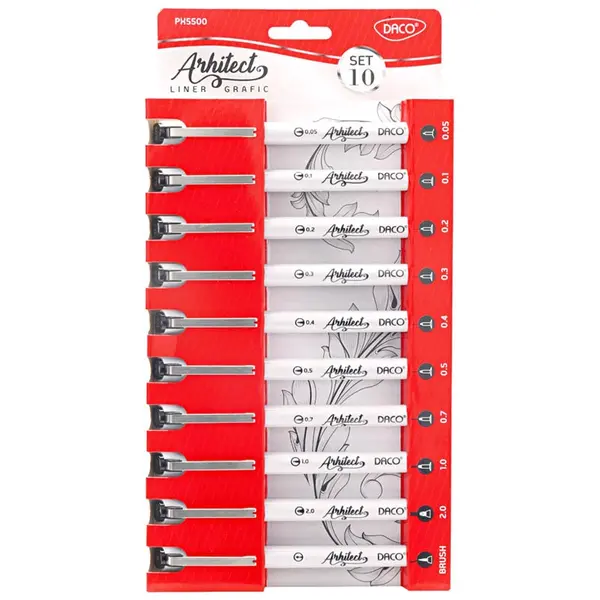 Liner grafic Arhitect, grosimi diferite, 10buc/set, Daco