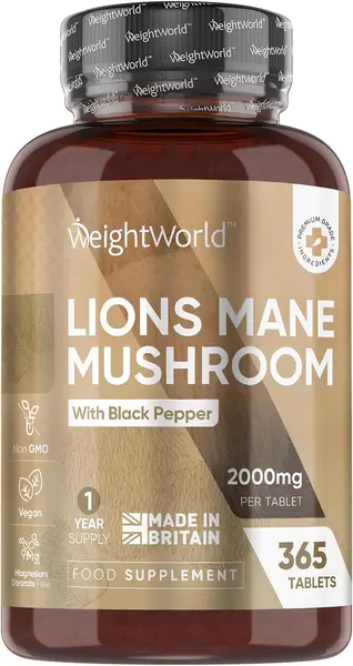 Lions Mane Mushroom with Black Pepper, 365 tablete, Weight World