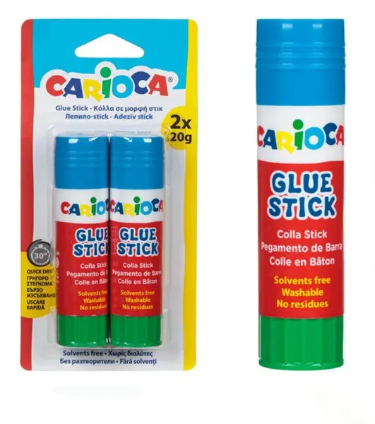 Lipici stick Carioca stick fara solventi 20g-2 bucati set