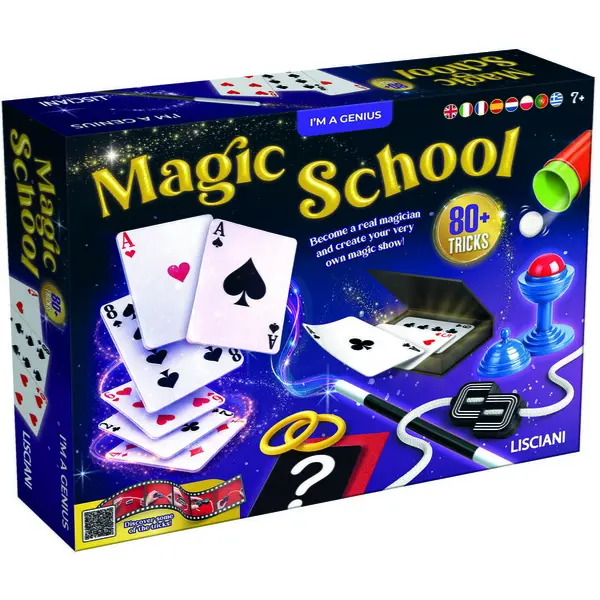 LISCIANI Set magie Micul geniu - Scoala de magie (80 de trucuri), Varsta 7+, Multicolor