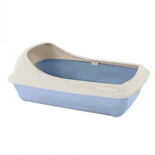 Litiera pentru pisici MPB Birba Medie cu rama detasabila, 46x35x18h cm, Albastru