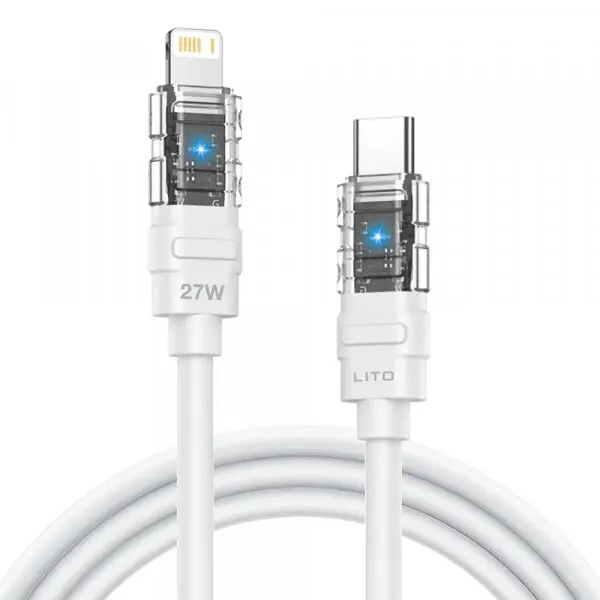 LITO Cablu Date si Incarcare USB-C - Lightning Lito LD05, 27W, 1m, Alb