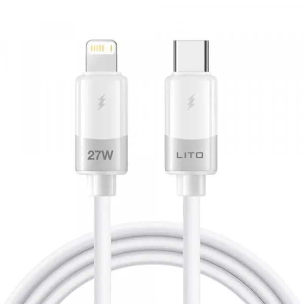 LITO Cablu Date si Incarcare USB-C - Lightning Lito LD07, 27W, 1m, Alb