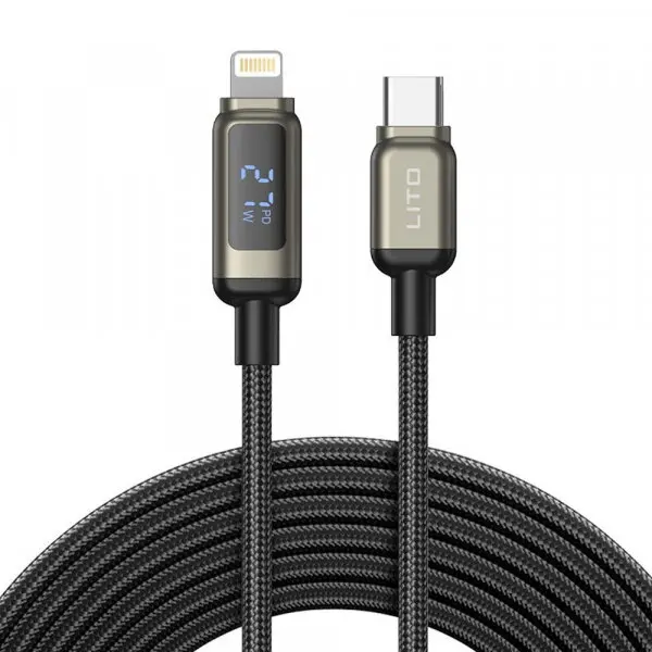 LITO Cablu Date si Incarcare USB-C - Lightning Lito LD15 Display, 27W, 1m, Negru