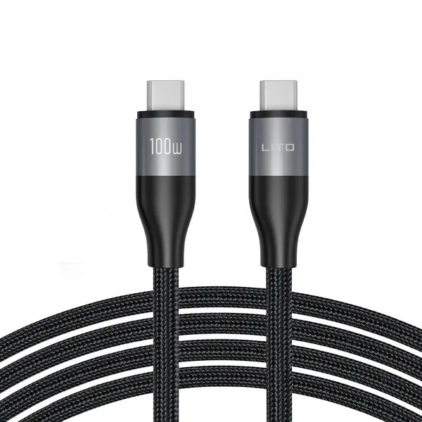 LITO Cablu Date si Incarcare USB-C - USB-C Lito LD23CC, 100W, 1m, Gri