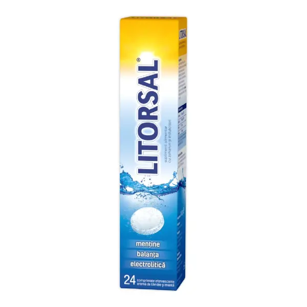 Litorsal cu aroma de menta si lamaie, 24 comprimate efervescente, Zdrovit