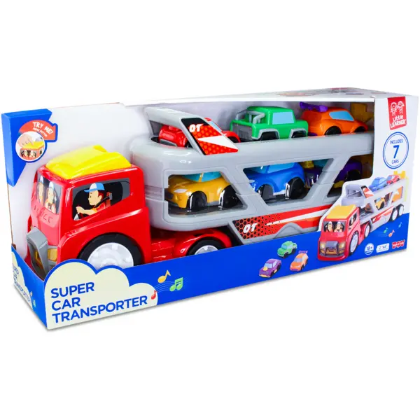 Little Learner Jucarie interactiva Little Learner Camion cu platforma auto, sunete si lumini, rampa rabatabila