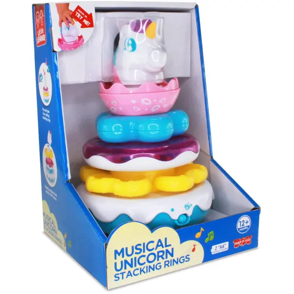 Little Learner Jucarie interactiva Little Learner Unicorn, 5 inele colorate, sunete si lumini