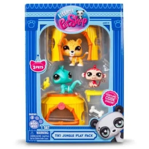 Littlest Pet Shop Set de joaca cu 3 animalute Littlest Pets Shop, Tiki Jungle, 4 ani+