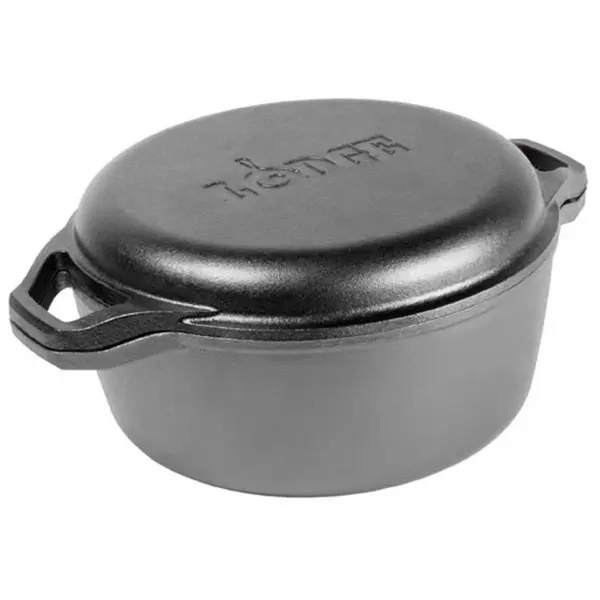 Lodge Ceaun din fonta cu capac tip tigaie grill - cuptor olandez Lodge 30,5 cm 5,6 litri L-C6DD