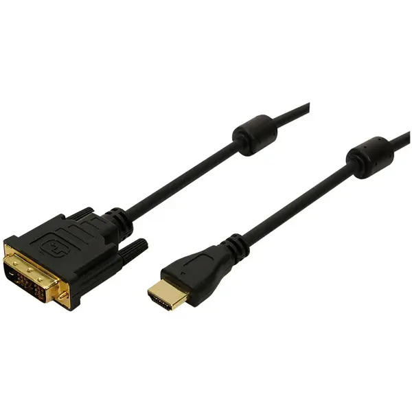 logilink CABLU-ADAPTOR video Logilink, HDMI-T la DVI-D-T, Rezolutie maxima 2K FHD - 1920 x 1200 la 60 Hz, Conectori auriti, lungime cablu 3m, Negru, CH0013