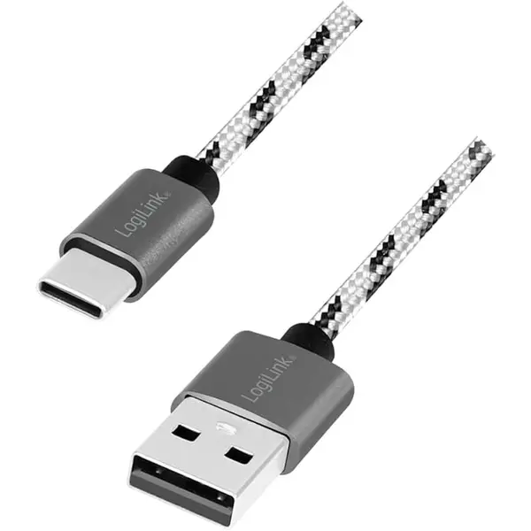 logilink Cablu alimentare si date LOGILINK, pentru smartphone, USB 2.0 (T) la USB 2.0 Type-C (T), set de 3 cabluri: 0.5/1/2m, premium, cablu cu impletire din nylon, dublu ecranare, alb&negru