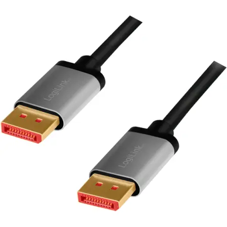 logilink CABLU video LOGILINK, DisplayPort (T) la DisplayPort (T) 1.4, 1m, Conectori auriti, Rezolutie maxima 8K (7680 x 4320) la 60 Hz, Aluminiu, Triplu ecranaj, Negru-gri, CDA0104