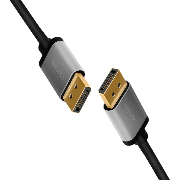 logilink CABLU video LOGILINK, DisplayPort (T) la DisplayPort (T) 1.2, 1m, conectori auriti, rezolutie maxima 4K (3840 x 2160) la 60 Hz, aluminiu, triplu ecranaj, negru-gri