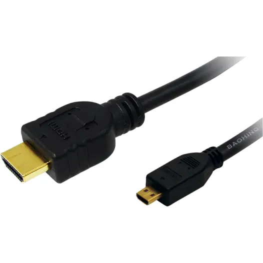 logilink CABLU video LOGILINK, micro(D) HDMI (T) la HDMI (T) 1.4, Lungime 2m, Conectori auriti, Rezolutie maxima 4K (3840 x 2160) la 30 Hz, Plastic, Dublu ecranaj, Negru, CH0032