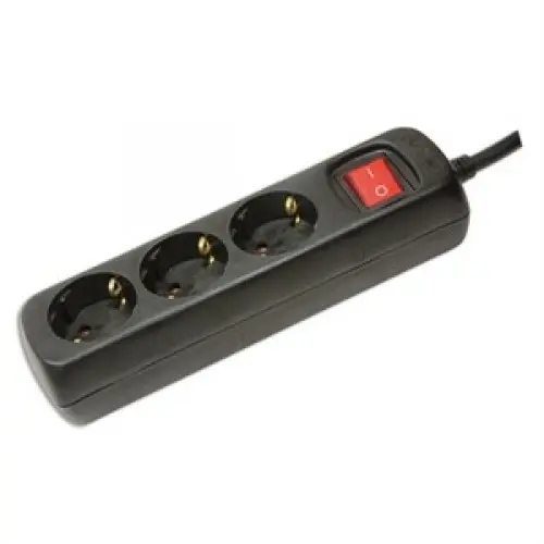 logilink Prelungitor cu intrerupator, 3 prize, 1,4m, black, Logilink 'LPS206B'