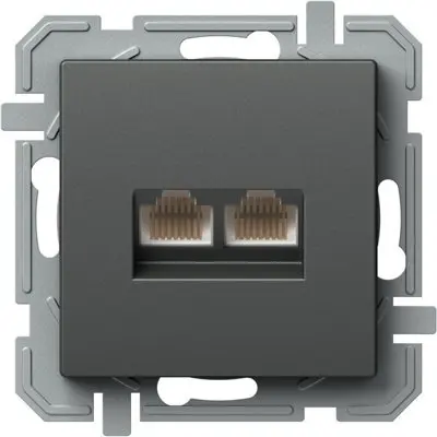 Logiq Priza Date Dubla 1P RJ45 CAT5e Antracit, TEM Modul TEM-KQ39ATXO-U