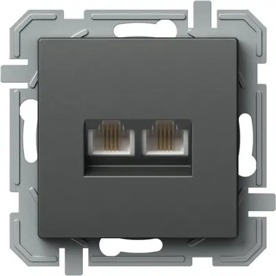 Logiq Priza Dubla Telefon 1P KS RJ11 Antracit, TEM Modul TEM-KQ38ATXO-U
