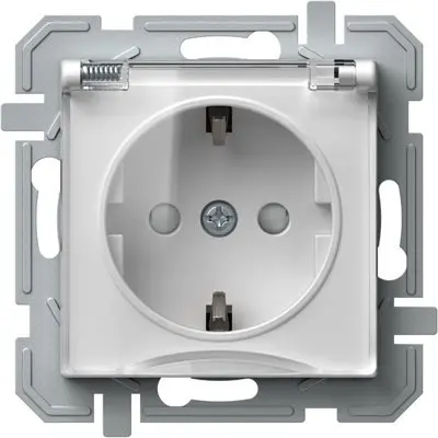 Logiq Priza SCHUKO cu capac borne cu surub 1P 16A Alb+Transparent, TEM Modul TEM-VQ11PTXO-U
