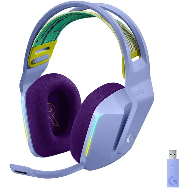 Logitech Casti Gaming Logitech G733 Lightspeed Wireless RGB Lilac