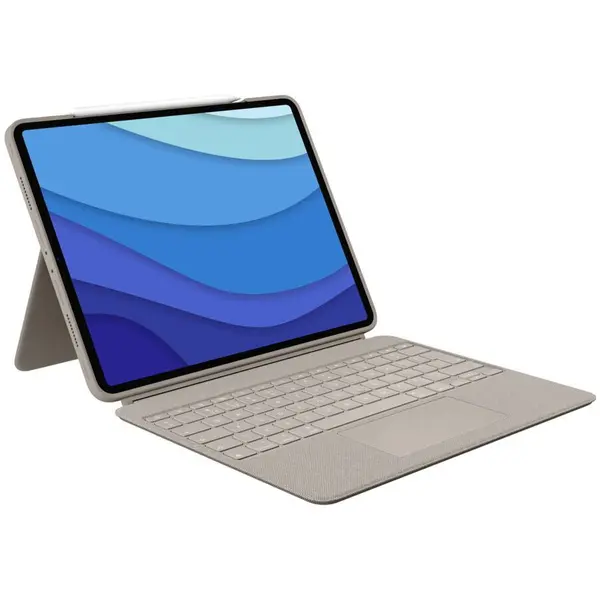 Logitech Husa Logitech Combo Touch cu tastatura si trackpad detasabile pentru iPad Pro 12.9 inch gen 5,6 , UK, Gri