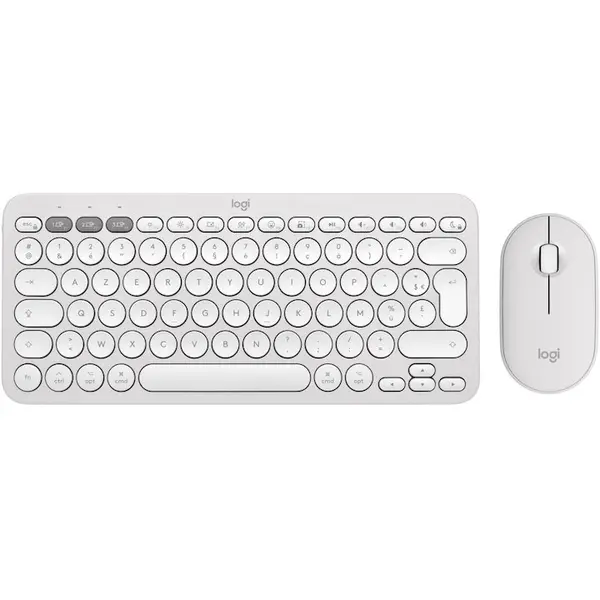 Logitech Kit tastatura si mouse LOGITECH Pebble 2 Combo, Wireless 2.4GHz + Bluetooth, Alb, INTNL-973 - UNIVERSAL 920-012240
