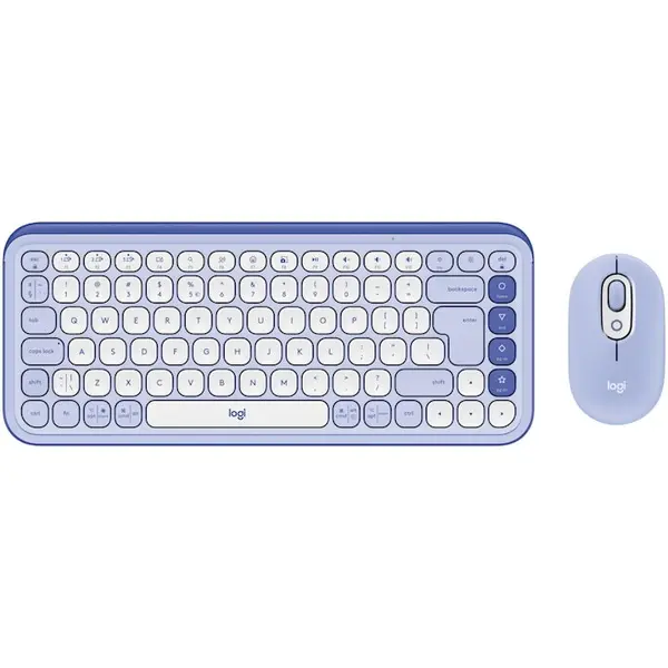 Logitech Kit tastatura si mouse LOGITECH POP ICON KEYS, 86 taste, Wireless + Bluetooth, Mov, Aspect SUA, INTNL-973 920-013074