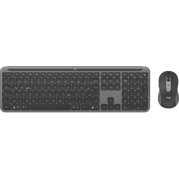 Logitech Set Tastatura si Mouse Logitech Mk950 Signature Slim, RF si Bluetooth, QWERTZ, Grafit