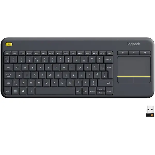 Logitech Tastatura Logitech K400 Plus, Touchpad, USB, Layout DE, Negru