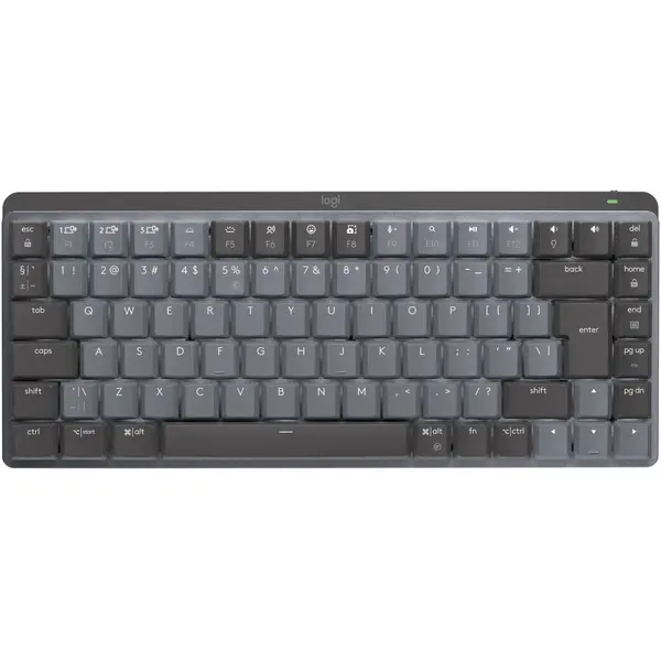 Logitech Tastatura Wireless Logitech MX Mechanical Perfomance Mini, Iluminata, Silentioasa, USB, BT, US INT, Negru