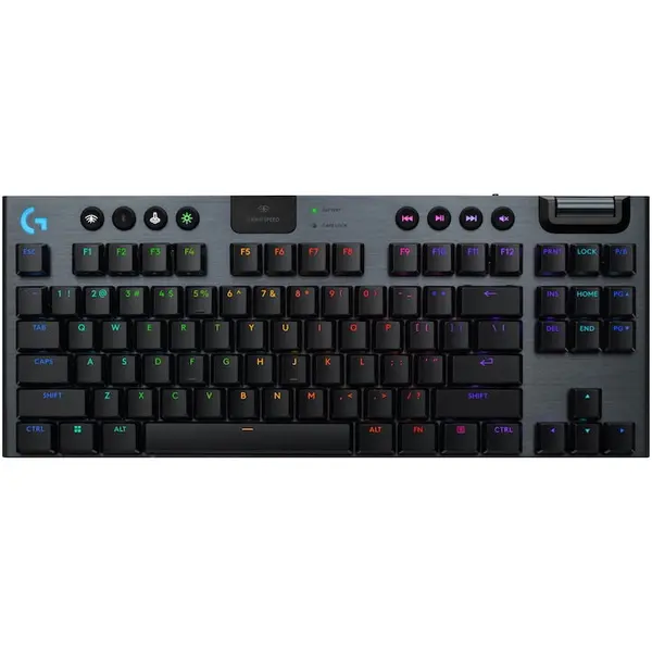 Logitech Tastatura Wireless Mecanica Gaming Logitech G915 X TKL, Clicky, LightSpeed, Low-Profile, Negru, 920-012757