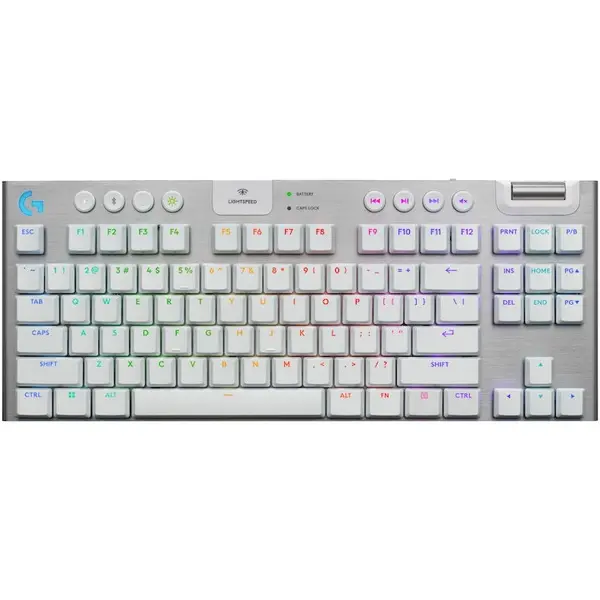 Logitech Tastatura Wireless Mecanica Gaming Logitech G915 X TKL, Linear, LightSpeed, Low-Profile, Alb, 920-012737