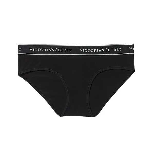 Logo cotton hiphugger panty - black L