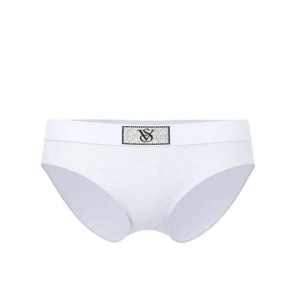 Logo cotton shine patch hiphugger panty - white L