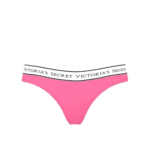 Logo cotton thong panty - pink S