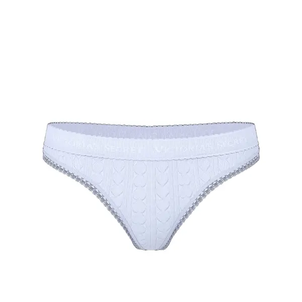 Logo heart pointelle thong panty - soft iris L