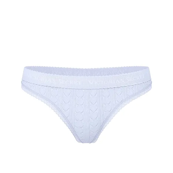 Logo heart pointelle thong panty - soft iris S