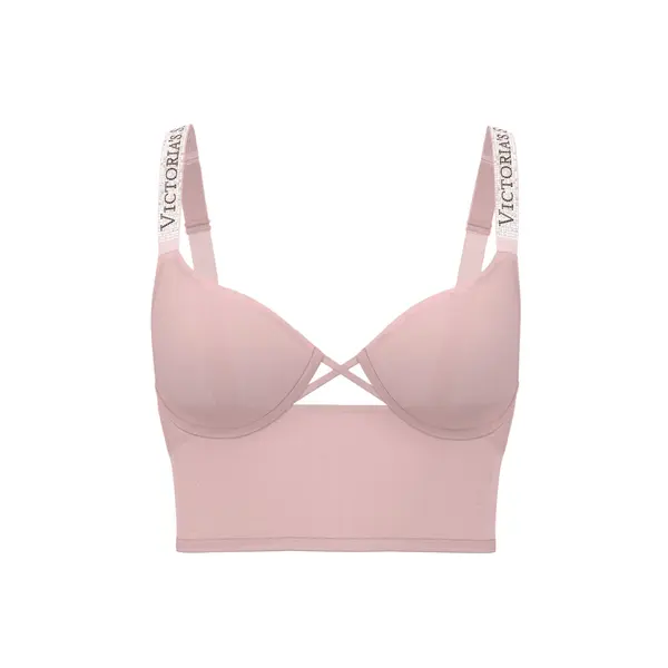 Logo shine strap smooth longline demi bra - angel pink M