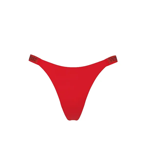 Logo shine strap thong panty - lipstick L