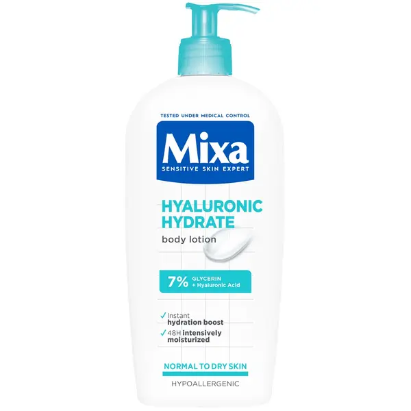 Lotiune de corp intens hidratanta pentru piele normala spre uscata Hyaluronic Hydrate, 400ml, Mixa