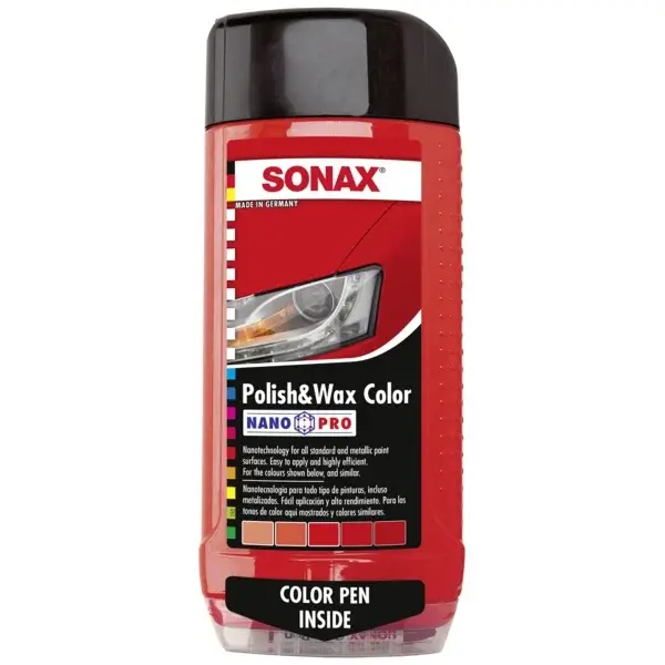 Lotiune pentru ceruit si lustruit rosu + creion corector Sonax, 500 ml