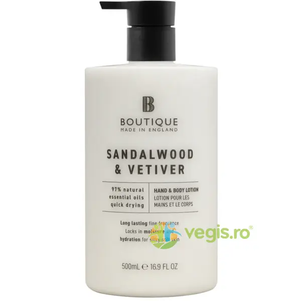 Lotiune pentru Maini si Corp cu Parfum de Lemn de Santal si Vetiver 500ml