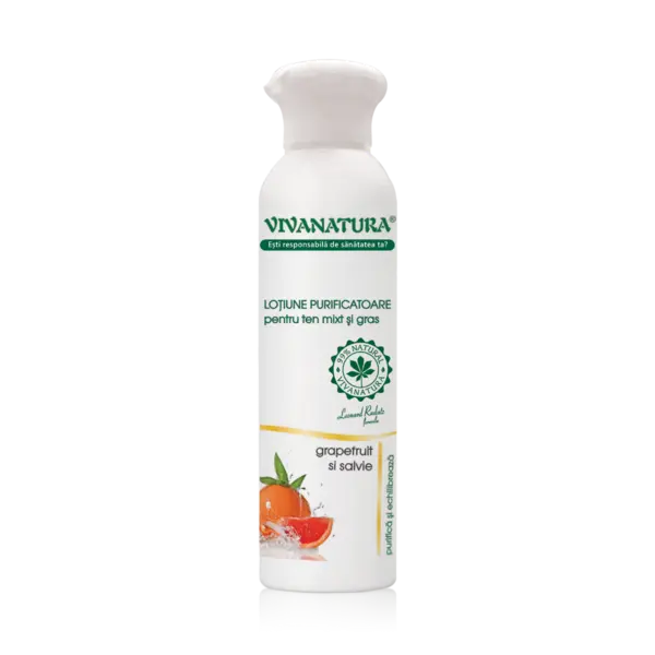 Lotiune purificatoare pentru ten mixt si gras cu grapefruit si salvie, 150ml, VivaNatura