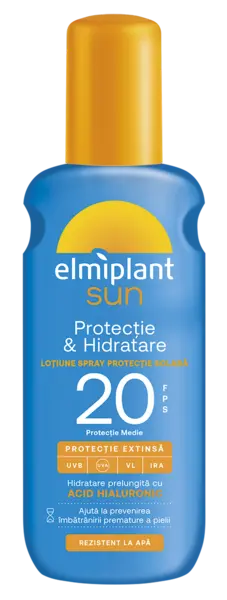 Lotiune spray cu protectie solara SPF20 Protectie & Hidratare Sun, 200ml, Elmiplant