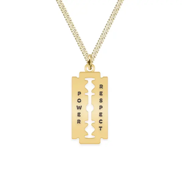 Louis - Colier personalizat dog tag si lama decupata din argint 925 placat cu aur galben 24K