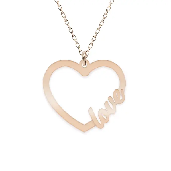 Love - Colier personalizat inima argint 925 placat cu aur roz