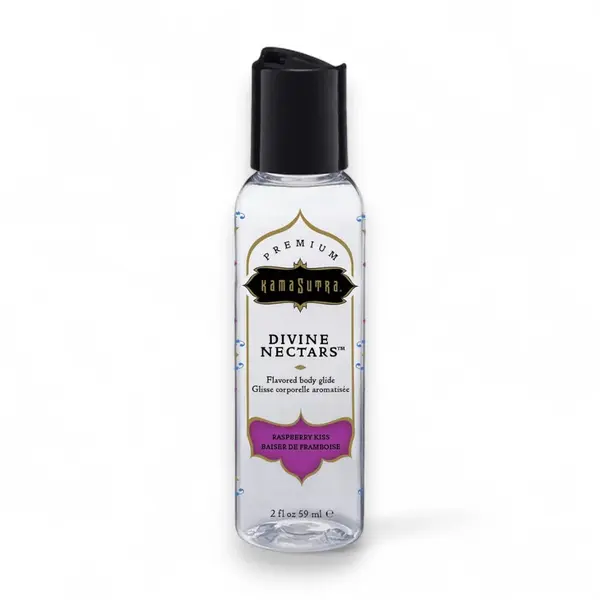 Lubrifiant cu aromă KAMASUTRA Divine Nectars Raspberry Kiss, pe bază de apă, cu aromă de zmeură, 60 ml