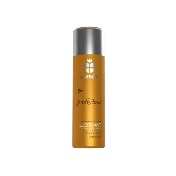 Lubrifiant cu aromă SWEDE Fruity Love Lubricant, pe bază de apă, aromă de fructe tropicale și miere, 50 ml (portocaliu)