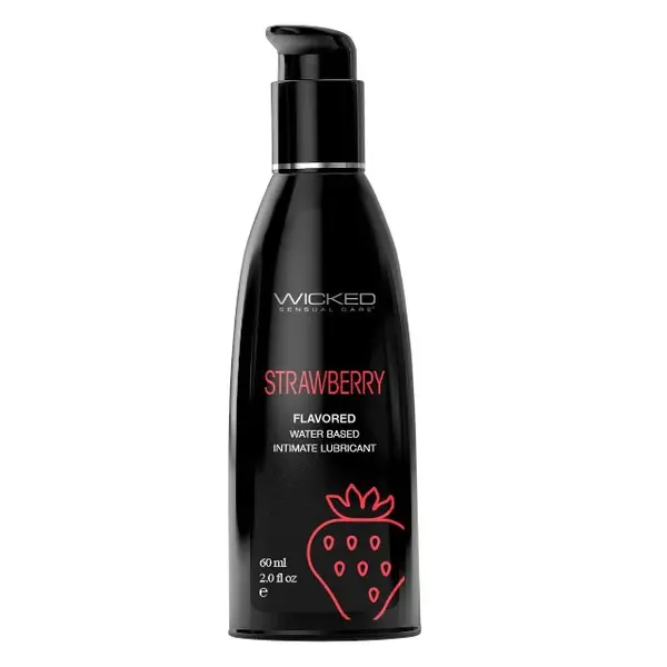 Lubrifiant cu aromă WICKED Strawberry, formulă inovatoare pe bază de apă, efect de durată, aromă de căpșuni, 60 ml
